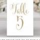 Ready to Print Set of 20 Table Number Cards - Bella Antique Gold - PDF format - 4 x 6 Table Cards - You Print - Instant Download