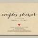 Printable Couples Shower Invitation - Simple & Sweet Love Heart Design on Brown Paper Background (BR82)
