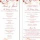 Wedding Program Template DIY Editable Text Word File Download Program Wine Red Program Floral Program Printable Wedding Program 4x9.25inch