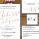 Printable Wedding Invitation Suite (w0321), consists of invitation, RSVP, monogram and info design in hand lettered Navy blue coral theme