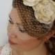Gold Wedding Headband Veil, Vintage Style Veil, Birdcage Headband Veil, Birdcage Gold Veil, Blusher Veil Headband