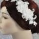 Lace Bridal Headpiece, Bridal Hair Accessories, Silk Flowers in Ivory Off White, Lace Bridal Headpiece on a Hair Comb - 104HP