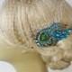 Birdcage Veil  and a Blue - Green Bridal Hair Comb (2 Items),Headpieces,Bridal Comb ,Wedding comb,bridal headpieces,hair accessories