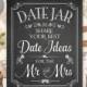 Date Jar Sign Chalkboard Wedding Printable Includes Date Idea Cards Instant Download (#DAT1C)