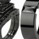 New Black Wedding Engagement Ring Band Set Princess Cut CZ Halo Bridal Pair