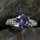 Alexandrite Color Sapphire & Diamond Antique Style Filigree Engagement Ring Polymnia 2ct 8mm Custom White-Yellow-Rose Gold-10k-14k-18k-Plat