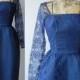1950 Dress, Blue 50s Dress, Blue Lace Vintage Dress, 1950 Blue Dress, Retro Wedding Dress, 1950s Blue Bridal Dress, 50s Blue Lace Bridesmaid
