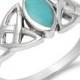 Marquise Cut Synthetic Turquoise  Solitaire Bezel Set Celtic Design Twisted Knot Solid 925 Sterling Silver Solitaire Engagement Ring