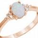 Oval Cut White Opal Ring Pink Rose Gold Solid 925 Sterling Silver Lab Made White Opal Round Russian Clear Diamond CZ Wedding Engagement Ring