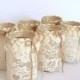 Set of 6 Mason Jar with Candle, Shabby chic Mason Jar, Wedding light, Wedding Centerpiece, Mason Jar Centerpiece, Mason jar with Lace