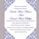 DIY Wedding Invitation Template Editable Word File Instant Download Printable Flower Invitation Blue Invitation Navy Blue Invitation