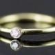 Dainty Diamond Ring in 14k Gold - Yellow, White or Rose Gold - Brilliant Cut White Diamond Solitaire
