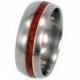 Titanium Mens Wedding Band with Wooden Ring and 14k Yellow Gold Pinstripe, Amboyna Burl Wood Ring, Ring Armor Included