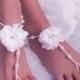 White Bridal Barefoot Sandals, Wedding Barefoot Sandals, Beach Wedding Barefoot Sandal, Bridal Foot Jewelry, Footless Sandal