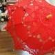 Special Offer Red Battenburg Lace Vintage Umbrella Parasol For Bridal Bridesmaid Wedding