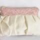 Pleated Wristlet Pouch Clutch Stripe Ivory Pastel Pink Floral Bridesmaid Gift Linen Cotton