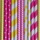 50 Pink Lemonade Paper Straws Birthday Party, Lemonade Stand, Pink Yellow Stripe Chevron Dots Straws, Mason Jars Straws, Baby Shower Straws