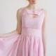 Gingham Cut Out Dress"Andromeda" shown in Pink with Gathered Short Skirt and Sweetheart Neckline