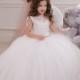 vory Lace Flower Girl Dress - Wedding Party Bridesmaid Holiday Birthday Ivory Tulle Lace Flower Girl Dress