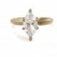 Vintage 14K 2 Carat Marquise Cubic Zirconia Engagement Ring Sz 8