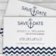 Nautical Wedding Save the Date Template - Navy Anchor Wave Chevron Printable Save-the-Dates - 5"x7" Editable PDF Templates- DIY You Print