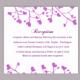 DIY Wedding Details Card Template Editable Word File Instant Download Printable Details Card Purple Details Card Elegant Information Cards