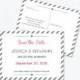 Save the Date Postcard Templates - Silver Grey Carnival Stripes Printable Wedding Save the Dates - 5.5 x 4.25 Editable PDF - DIY You Print