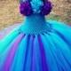 Peacock Couture Flower Girl Tutu Dress/ Pageant Attire/Tutu Dress