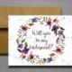 Purple and Maroon Watercolor Flower Will You Be My Bridesmaid - Will you be my bridesmaid - Wedding card - will you be my matron of honor