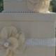 Ivory Card box-silk,pearls and rhinestones, brooches, custom wishing well, event box, birthday box
