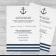 Nautical Wedding Invitation Template - 5 x 7 Navy Anchor Striped Printable Wedding Invitation Editable PDF - Instant Download DiY You Print