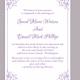 DIY Wedding Invitation Template Editable Word File Instant Download Elegant Printable Invitation Eggplant Invitation Purple Invitation