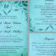 DIY Rustic Wedding Invitation Template Set Editable Word File Download Printable Invites Turquoise Blue Invitation Leaf Wedding Invitation