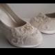 Ivory Lace Wedding Shoes Ivory or White Bridal Shoes with Lace and Pearls and Swarovski Crystals Vegan Wedding Shoes