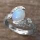 Opal Leaf Ring, Opal Engagement Ring, Opal Ring Gold, Engagement Ring With Opal, Natural Floral Leaves Opal Ring, Opal Leaf Engagement Ring