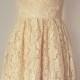 2015 A-line Light Champagne Lace Short Bridesmaid Dress with Back Buttons