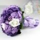 Wedding Bridal bouquet in purple with white roses -Chiffon Flower Bridal Bouquet-Handmade wedding bouquet-Alternative bouquet-Purple wedding