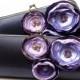 Dark Gray Charcoal & Purple Clutch - Bridesmaid Clutch - Bridal Clutch - Bouquet Clutch - Flower Clutch - Lilac Lavender Grape Purple