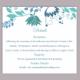 DIY Wedding Details Card Template Editable Word File Instant Download Printable Details Card Blue Details Card Floral Information Cards