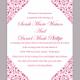 DIY Wedding Invitation Template Editable Word File Instant Download Printable Flower Invitation Fuchsia Invitation Pink Elegant Invitation