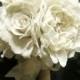 Burlap Rose and Peony Bouquet in White or Natural,  Bridesmaid Bouquets, Rustic Wedding,, Shabby Chic,  Burlap Flower Bridal Bouquet,