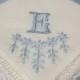 Something blue, wedding handkerchief, Satin stitched monogram, personalized hankie, bridal gift, bridal hanky, hand embroidered,