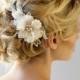 Bridal Flower Hair Comb, Wedding Headpiece, Bridal Flower Fascinator, Ivory Silk Flower Comb