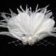 Bridal Feather Fascinator, Wedding Feather Hair Clip, Wedding feather Headpiece - ELIZABETH