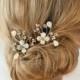 Wedding Hair Pins, Bridal Hair Pins, Mother of Pearl Wedding Hair Pins