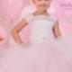 Pink Flower Girl Dress, Baby girl dress, Blush flower girl dress, ivory tulle dress, lace flower girl dress, country flower girl dress