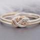 Nautical engagement ring, 14k solid gold and sterling silver love knot ring