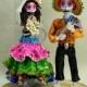 Love never die Mexican vs. Hawaiian dance cake topper Skeleton bride & groom ST0004