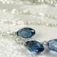 Sapphire Blue Crystal Necklace, Y Drop Pendant, Swarovski Teardrop, Denim Blue Bridesmaid Wedding Handmade Jewelry, September Birthday Gift