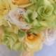 17pcs Wedding Bridal Bouquet Set Decoration Package Silk Flowers YELLOW GREEN "Lily Of Angeles"